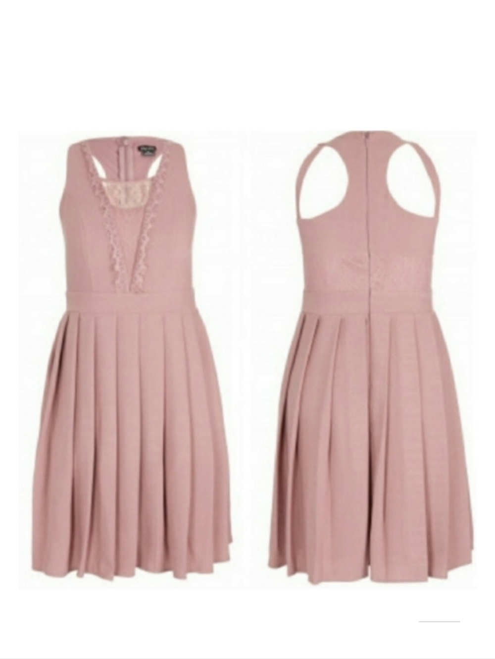 NWT City Chic 16W (S) Ash Rose Pink Eyelash Trim Fit & Flare Dress G-2244